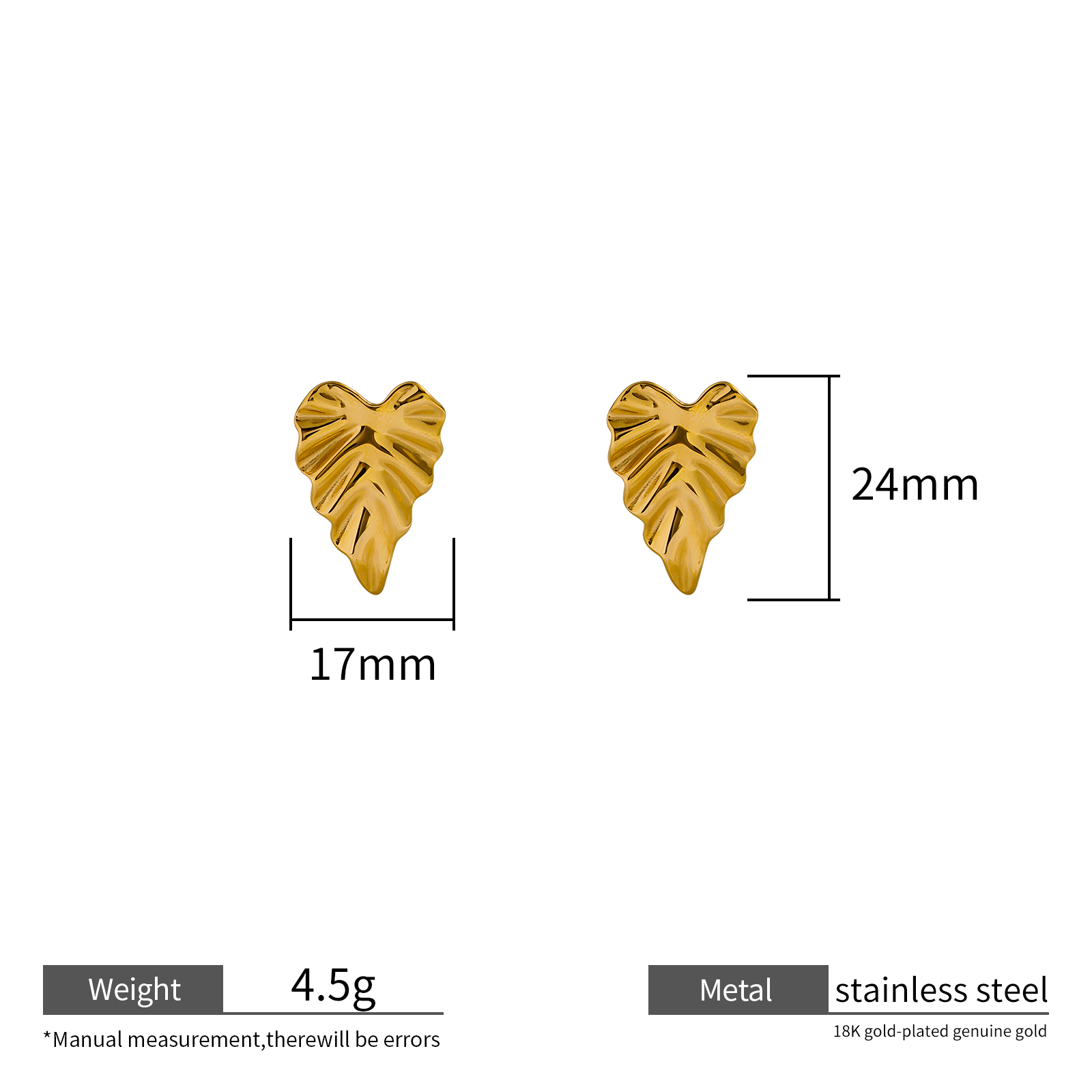 18K Gold Plated Stainless Steel Earrings Collection Unique Textured Designs
