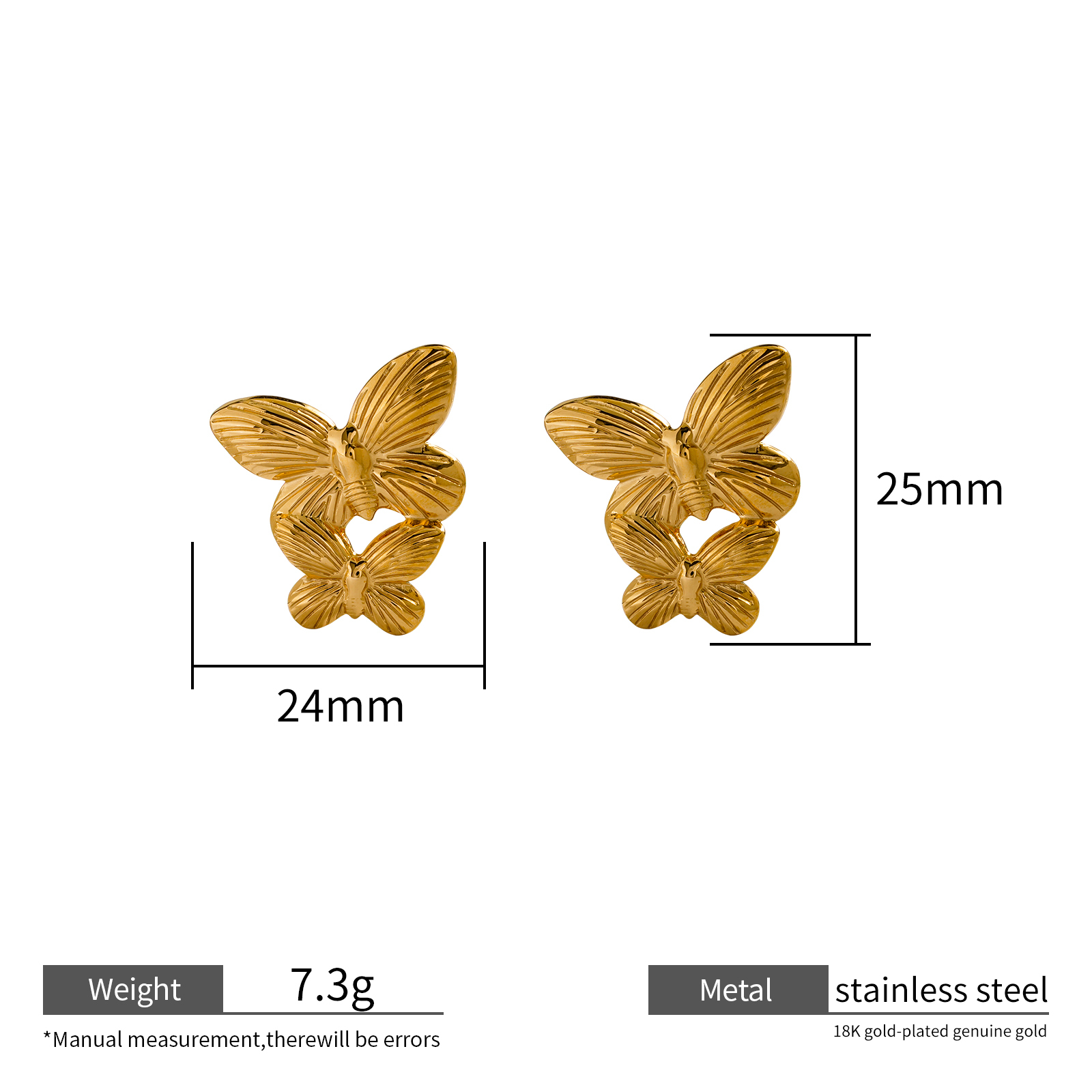 18K Gold Plated Stainless Steel Earrings Collection Unique Textured Designs