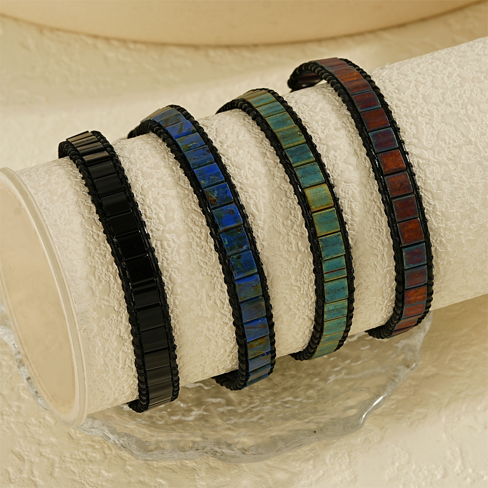 Edgy Stack Black Cord Seed Bead Bracelets for Bold Statement