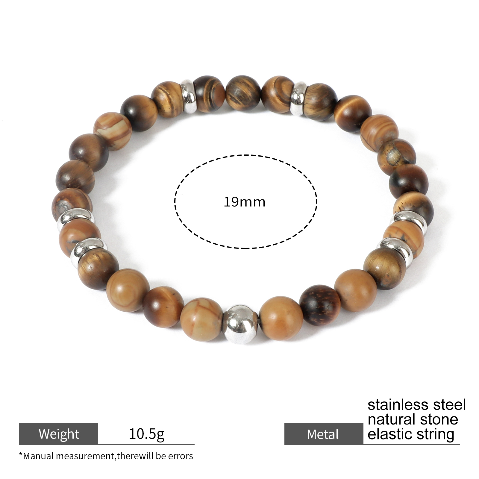 Mens Braided Leather Bracelet with Stainless Steel Clasp