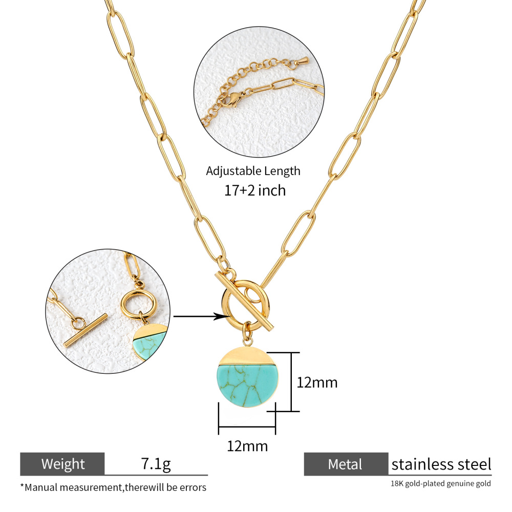 Minimalist Mirror Polished Natural Stone Pandent Necklace