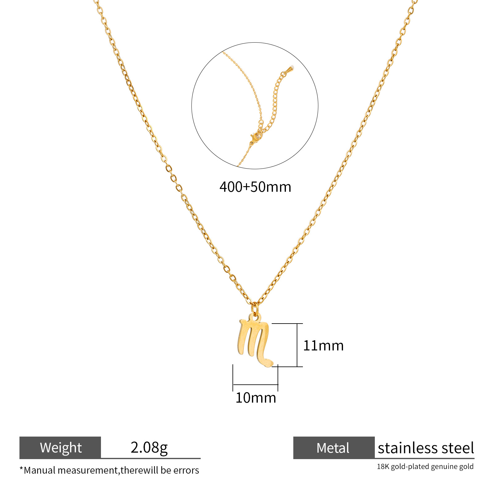 Zodiac Necklace 18k Gold Plated Stainless Steel 12 Signs