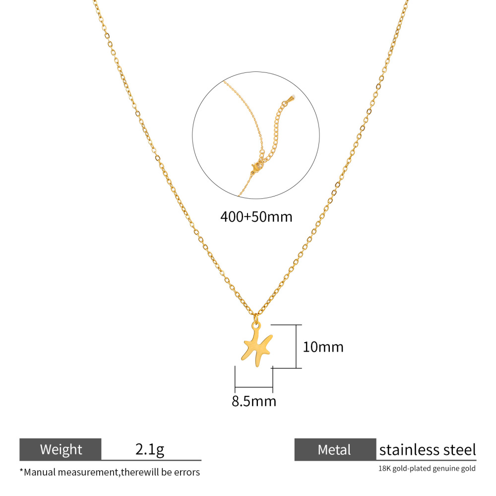 Zodiac Necklace 18k Gold Plated Stainless Steel 12 Signs