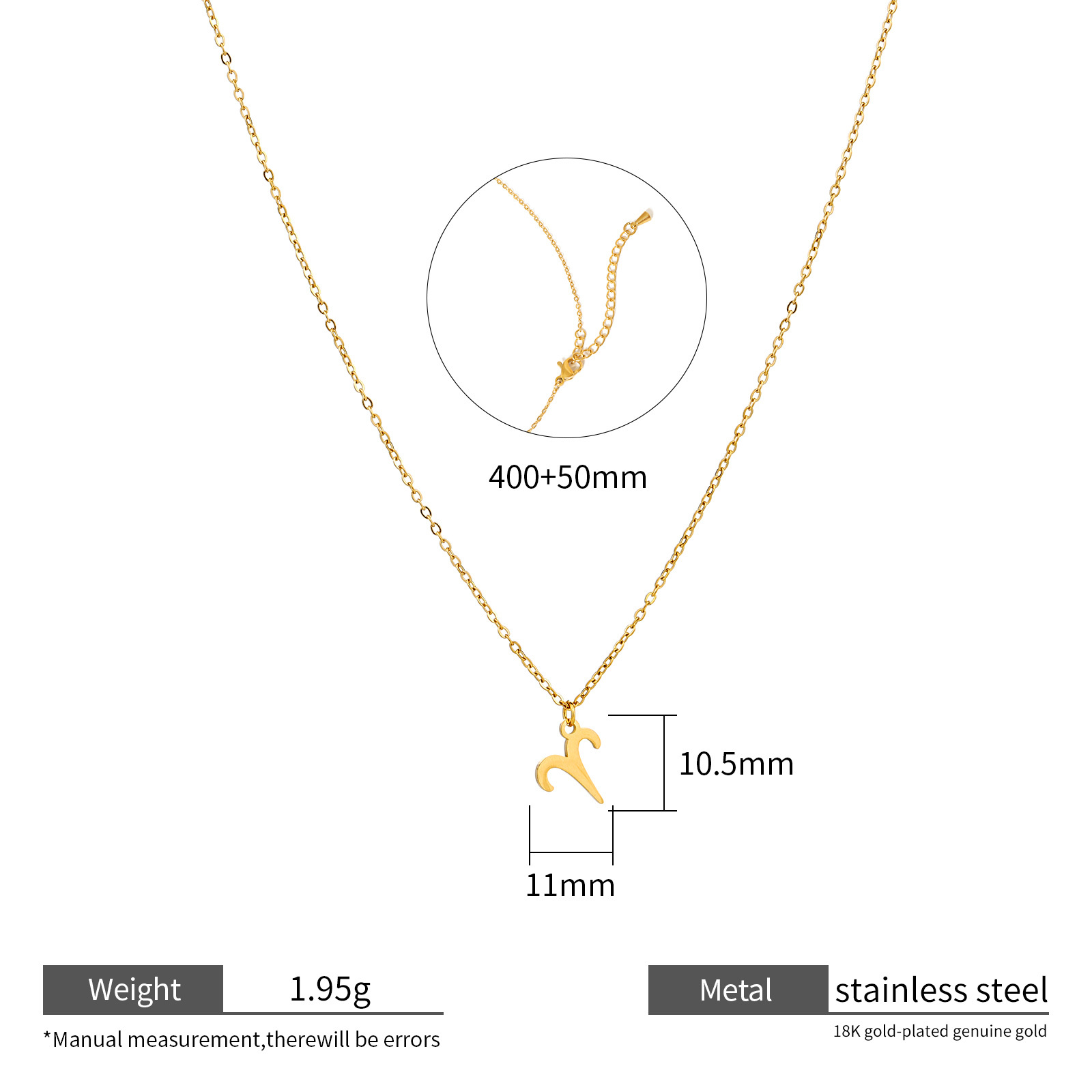Zodiac Necklace 18k Gold Plated Stainless Steel 12 Signs