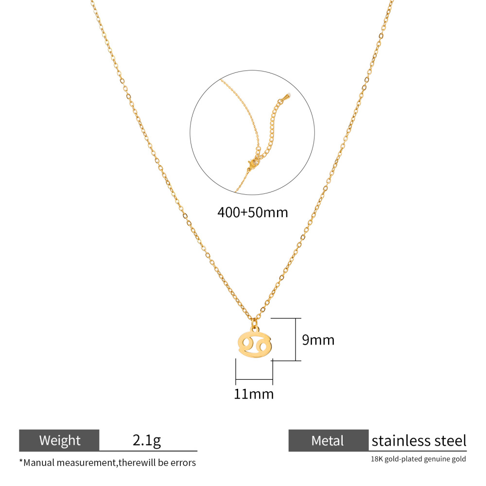 Zodiac Necklace 18k Gold Plated Stainless Steel 12 Signs