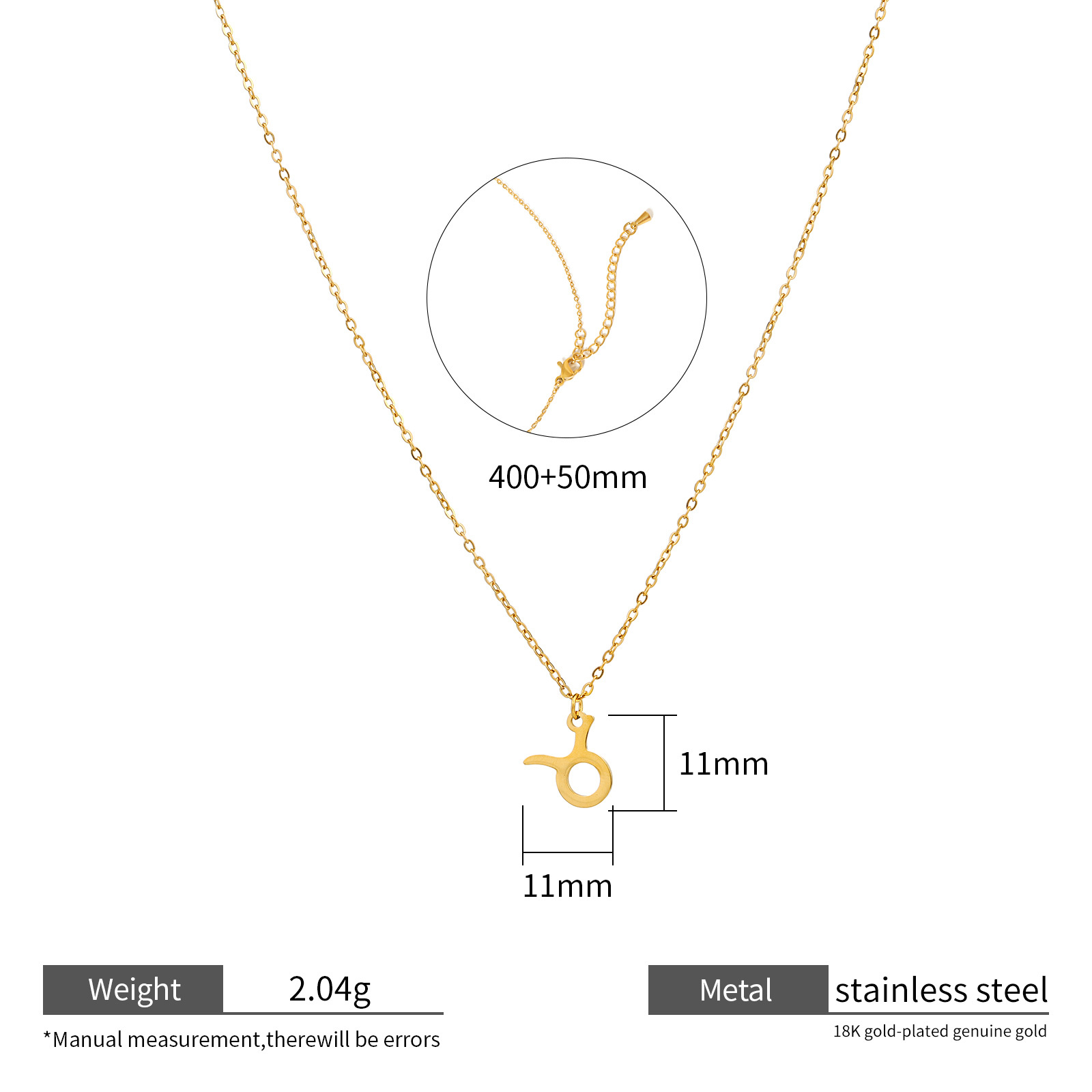 Zodiac Necklace 18k Gold Plated Stainless Steel 12 Signs