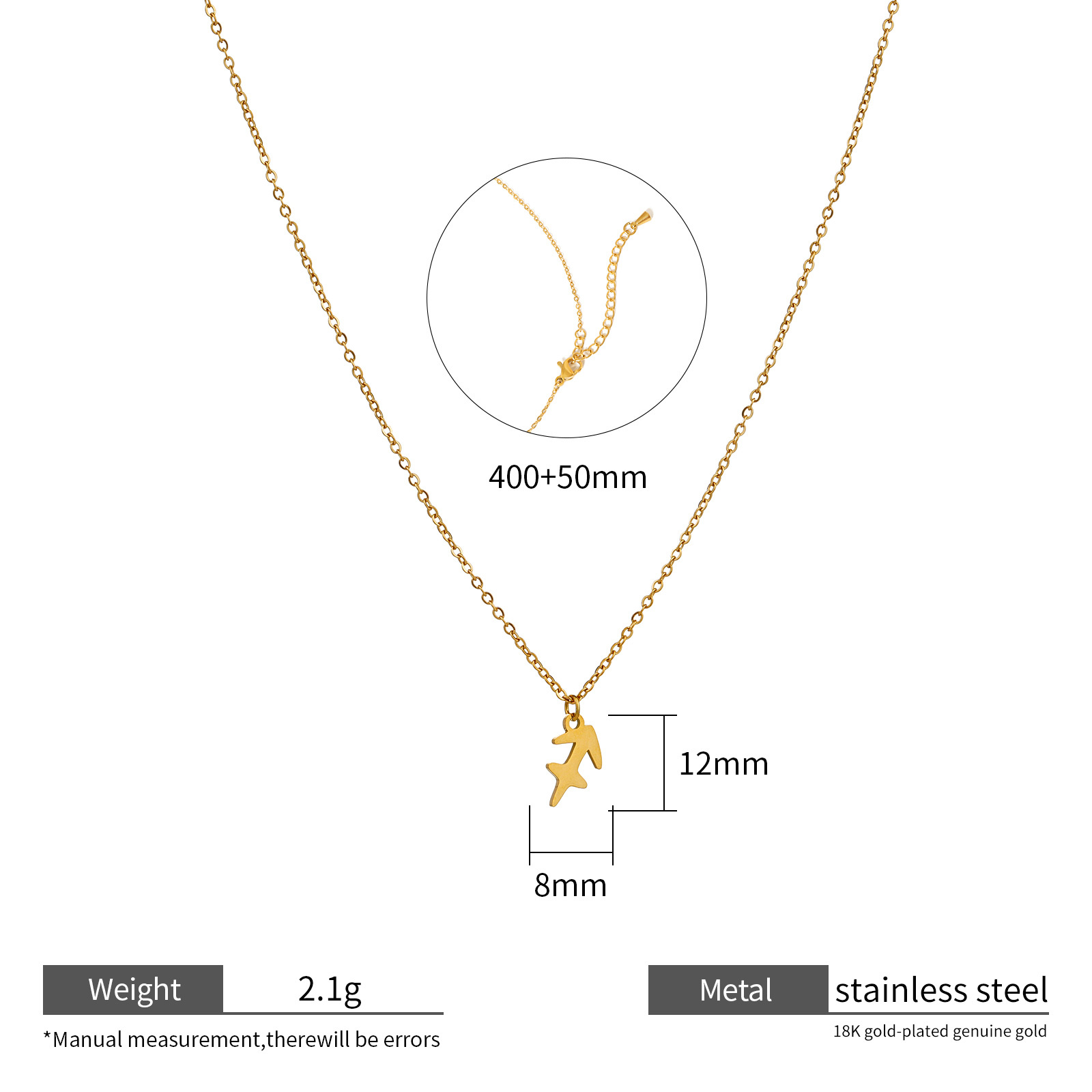 Zodiac Necklace 18k Gold Plated Stainless Steel 12 Signs