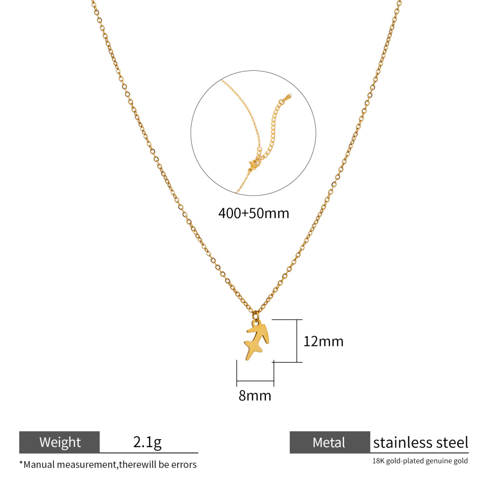 Zodiac Necklace 18k Gold Plated Stainless Steel 12 Signs