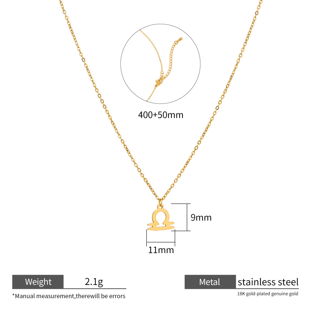 Zodiac Necklace 18k Gold Plated Stainless Steel 12 Signs
