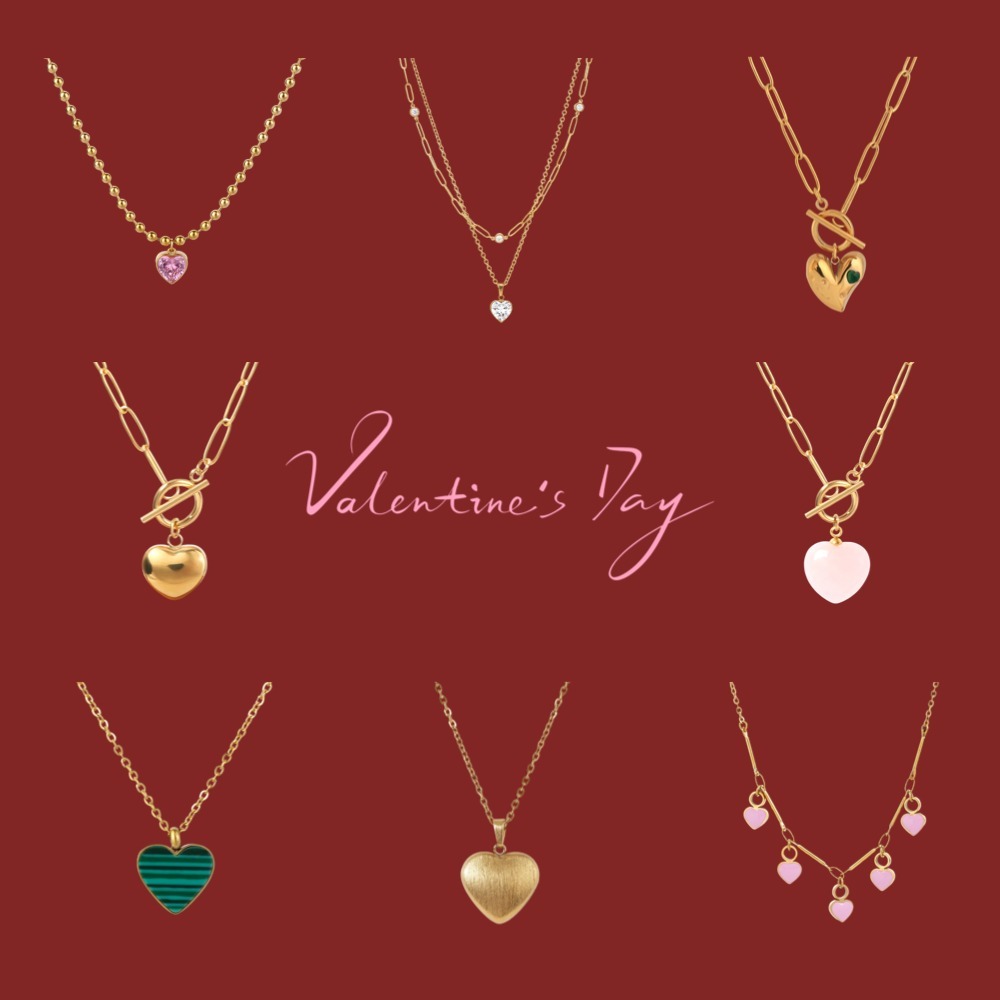 Gold Plated Valentine's Day Heart Jewelry Collection