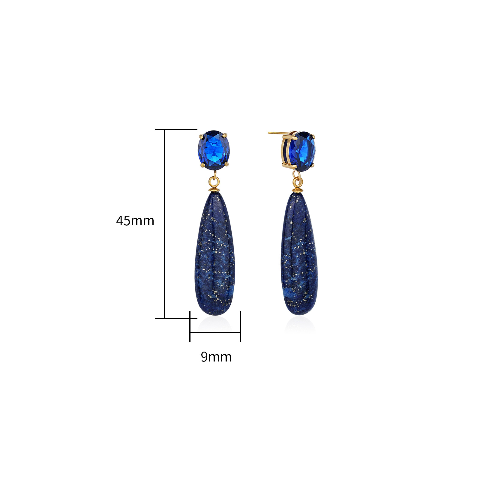 Bold Multi Color Cubic Zirconia Natural Stone Teardrop Dangle Earrings