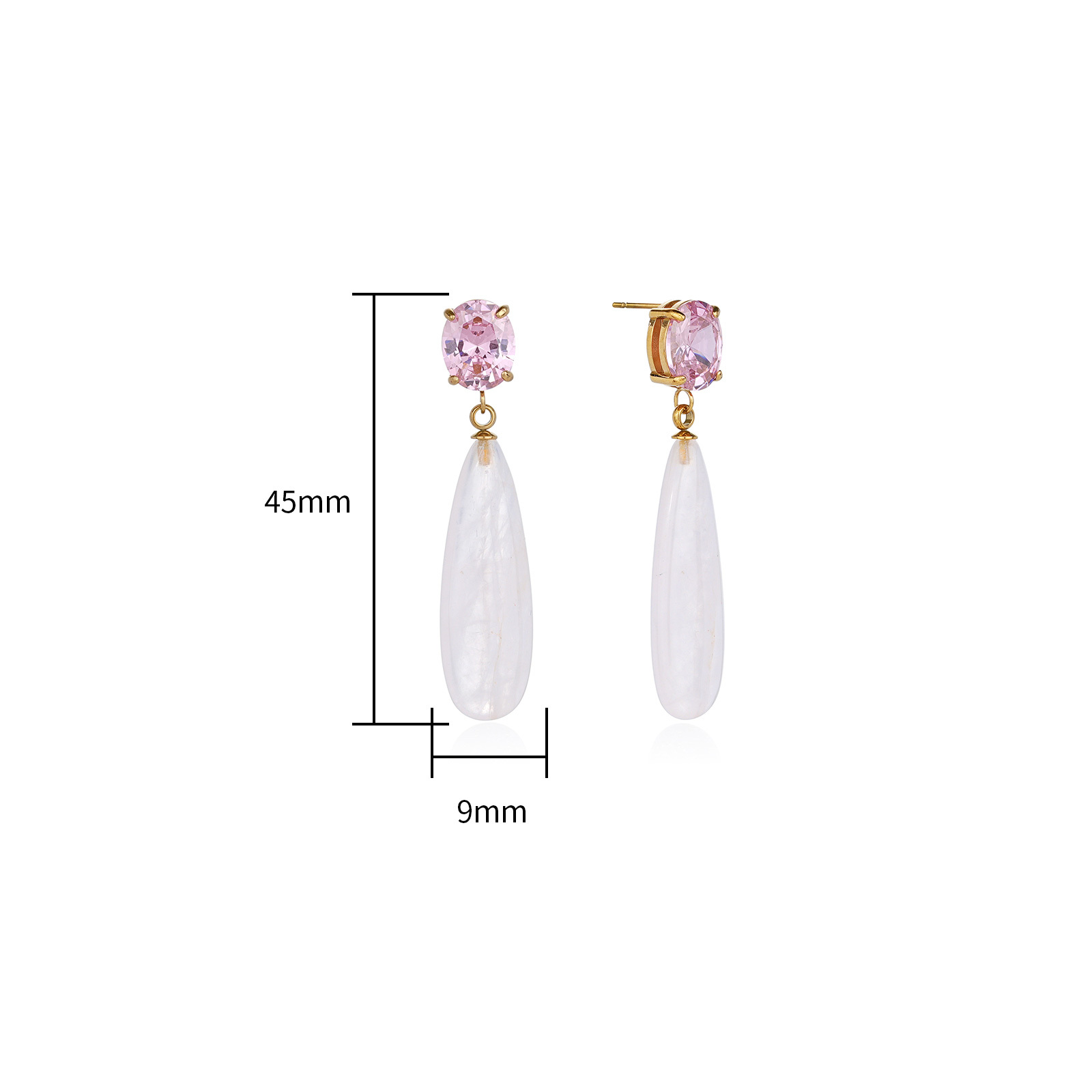 Bold Multi Color Cubic Zirconia Natural Stone Teardrop Dangle Earrings