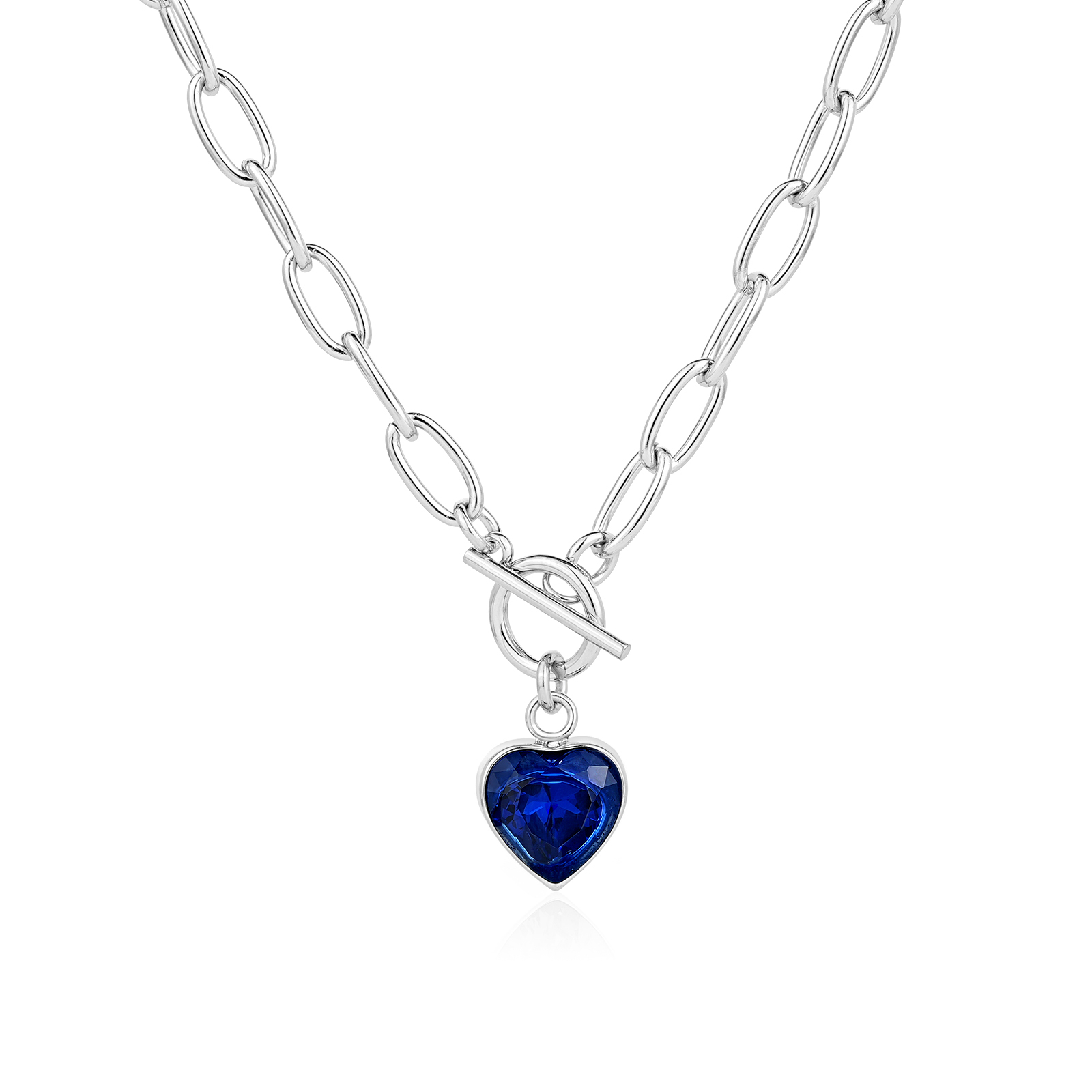 Heart Shape Cubic Zirconia Pendant with OT Buckle Necklace Collection