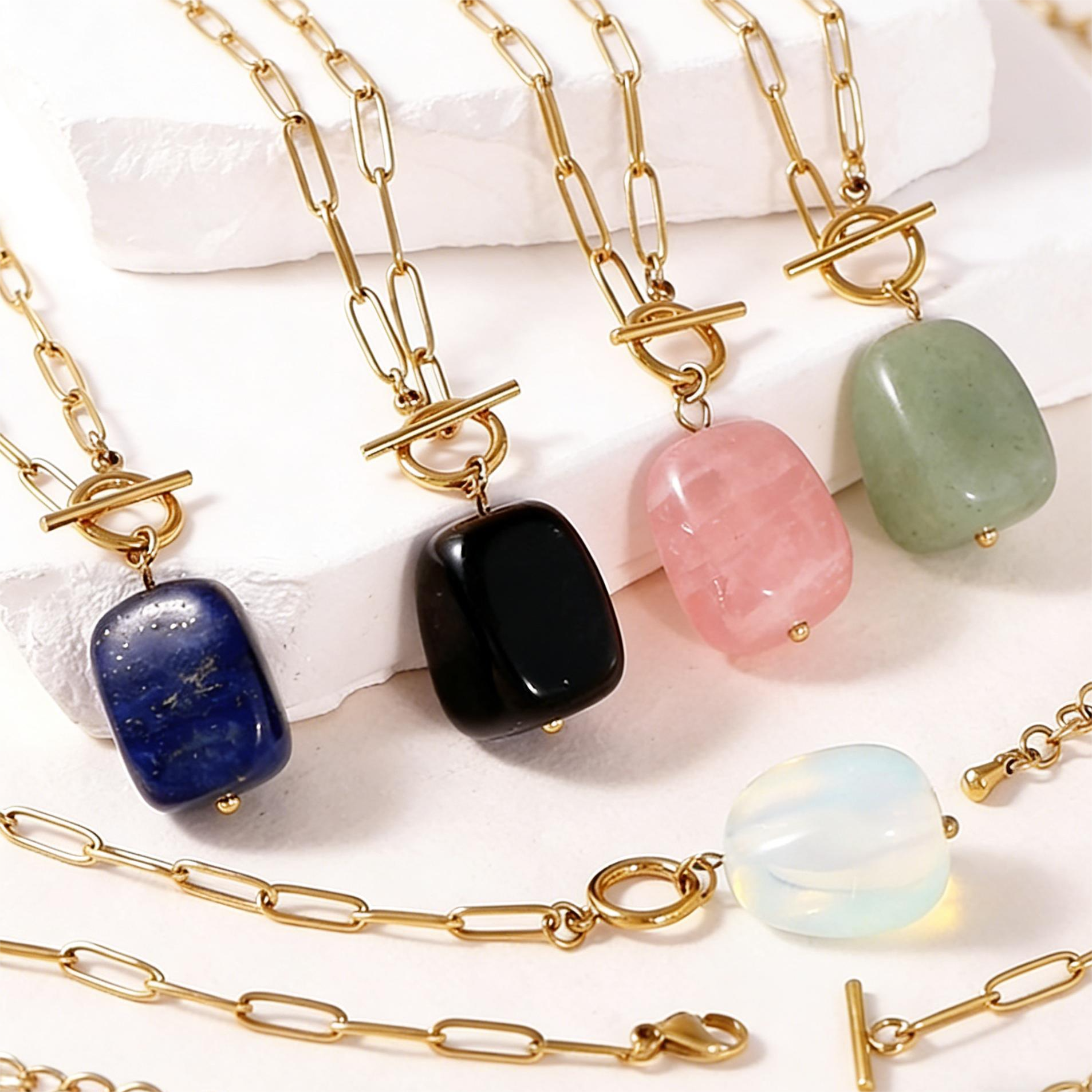 18k Gold Stainless Steel Natural Stone OT Chain Necklace Collection
