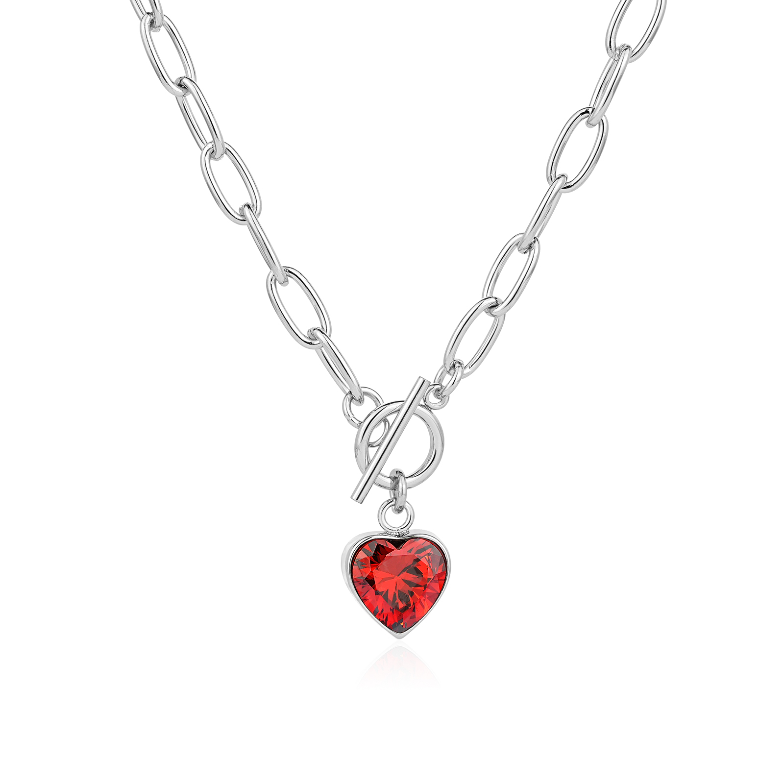 Heart Shape Cubic Zirconia Pendant with OT Buckle Necklace Collection