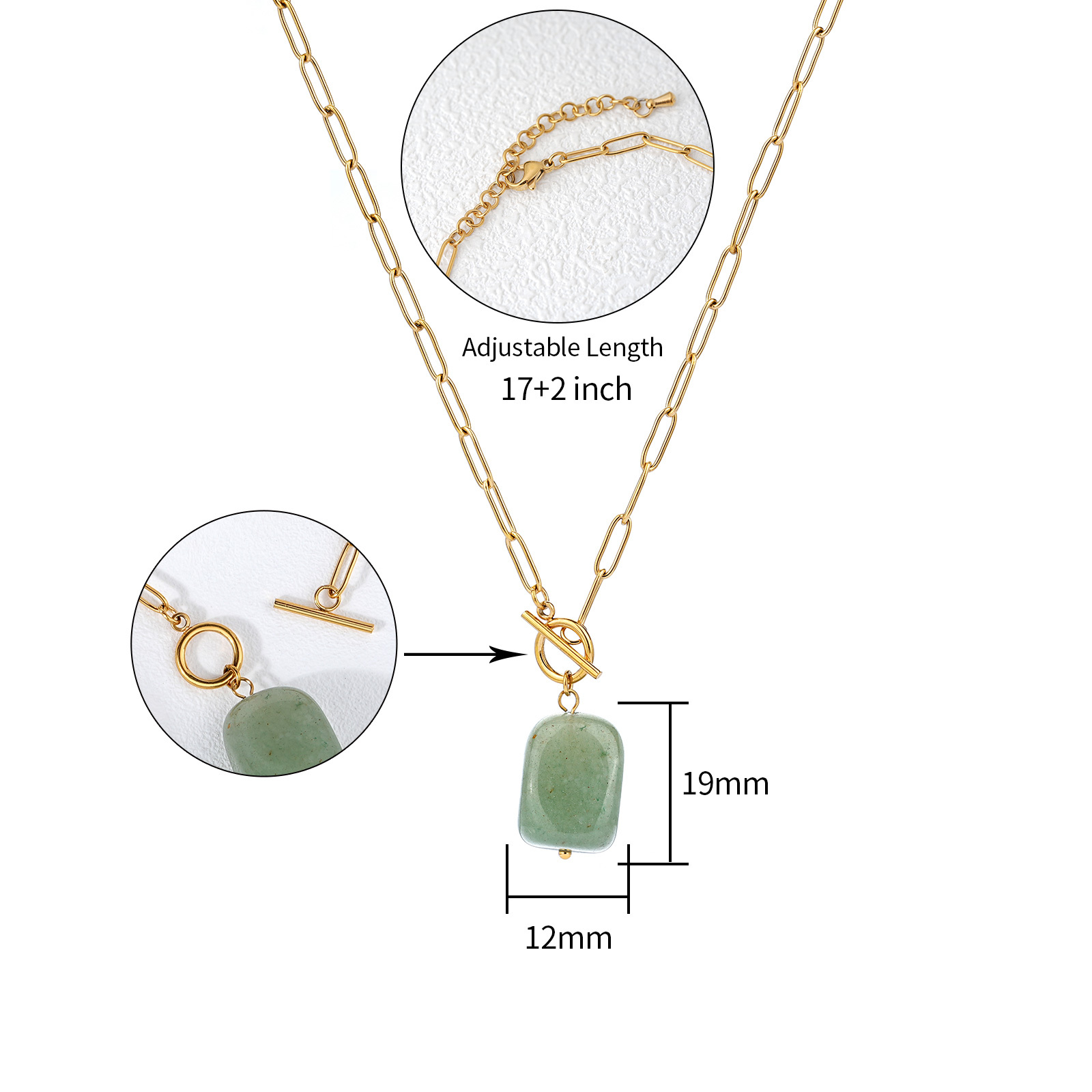 18k Gold Stainless Steel Natural Stone OT Chain Necklace Collection