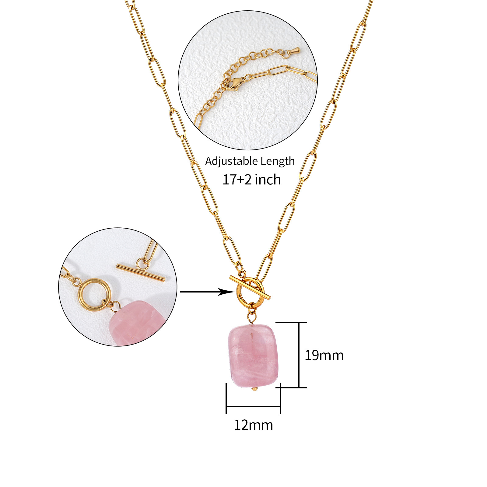 18k Gold Stainless Steel Natural Stone OT Chain Necklace Collection