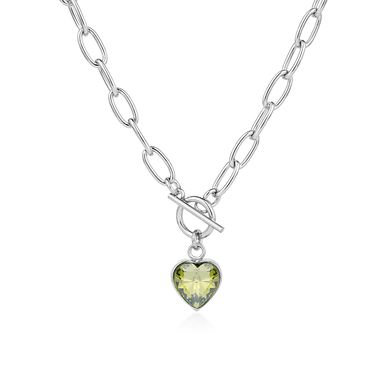 Heart Shape Cubic Zirconia Pendant with OT Buckle Necklace Collection