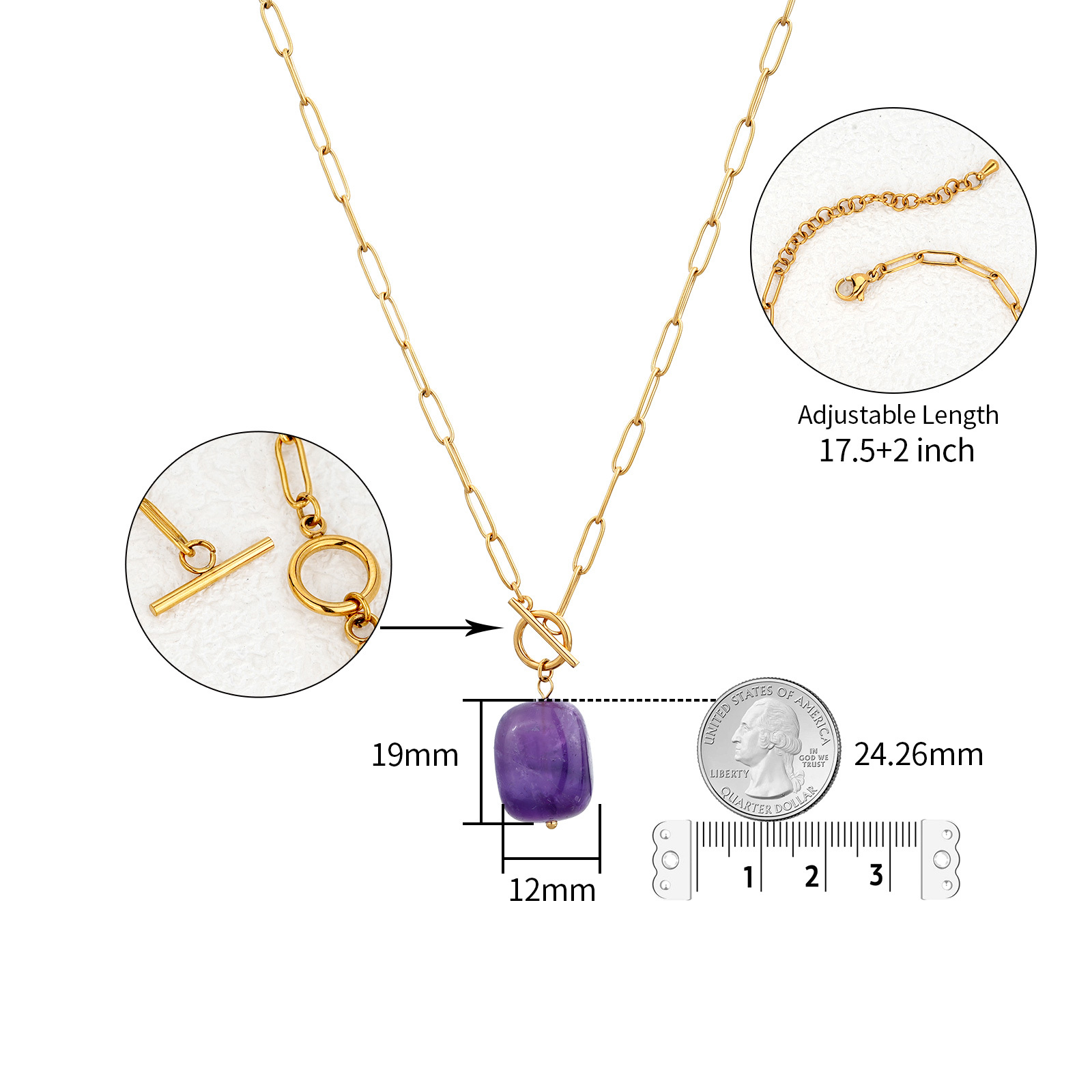 18k Gold Stainless Steel Natural Stone OT Chain Necklace Collection
