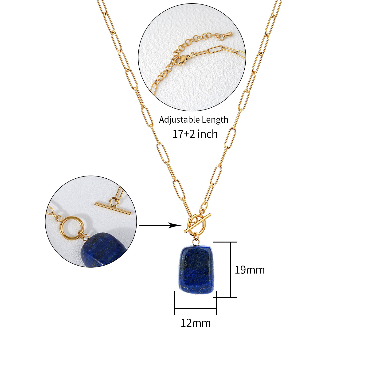18k Gold Stainless Steel Natural Stone OT Chain Necklace Collection
