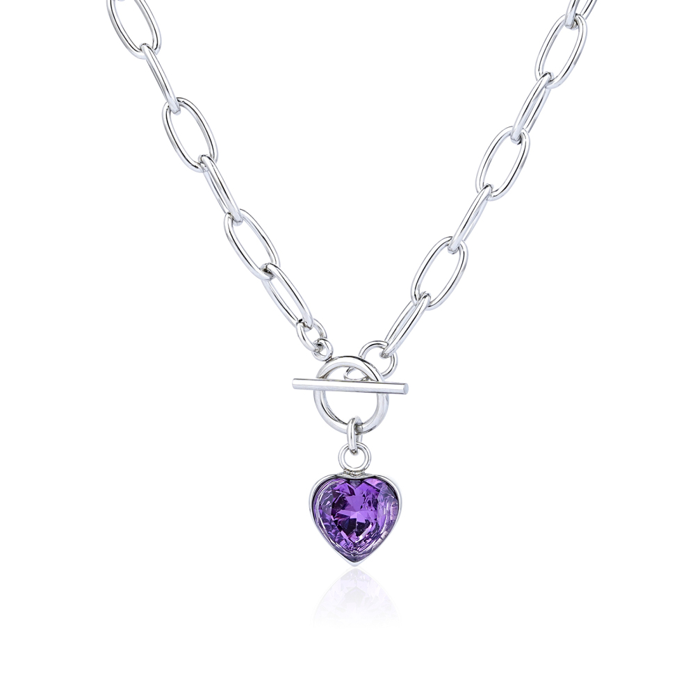 Heart Shape Cubic Zirconia Pendant with OT Buckle Necklace Collection