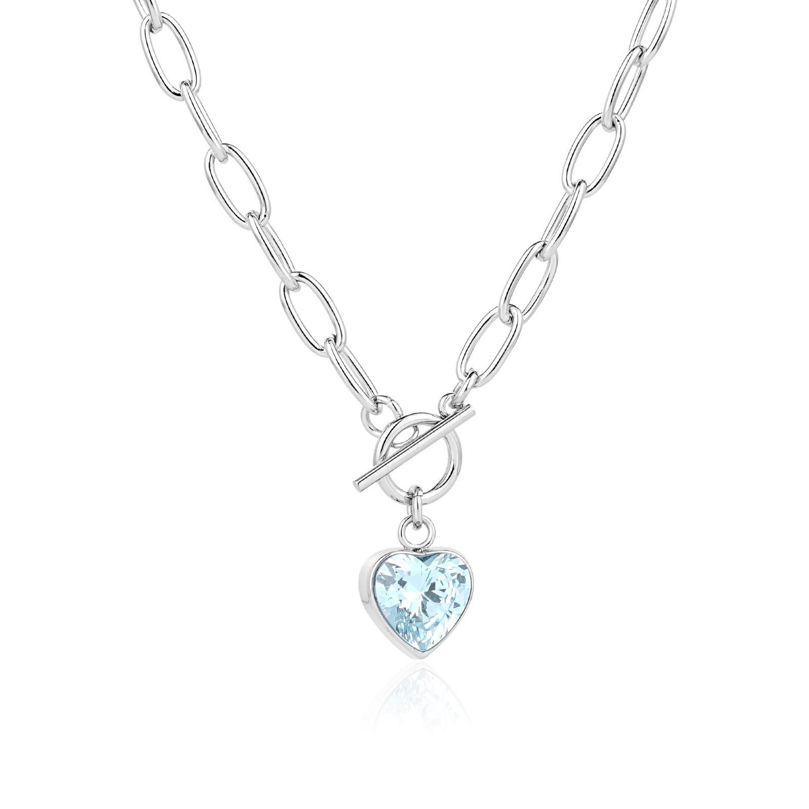 Heart Shape Cubic Zirconia Pendant with OT Buckle Necklace Collection