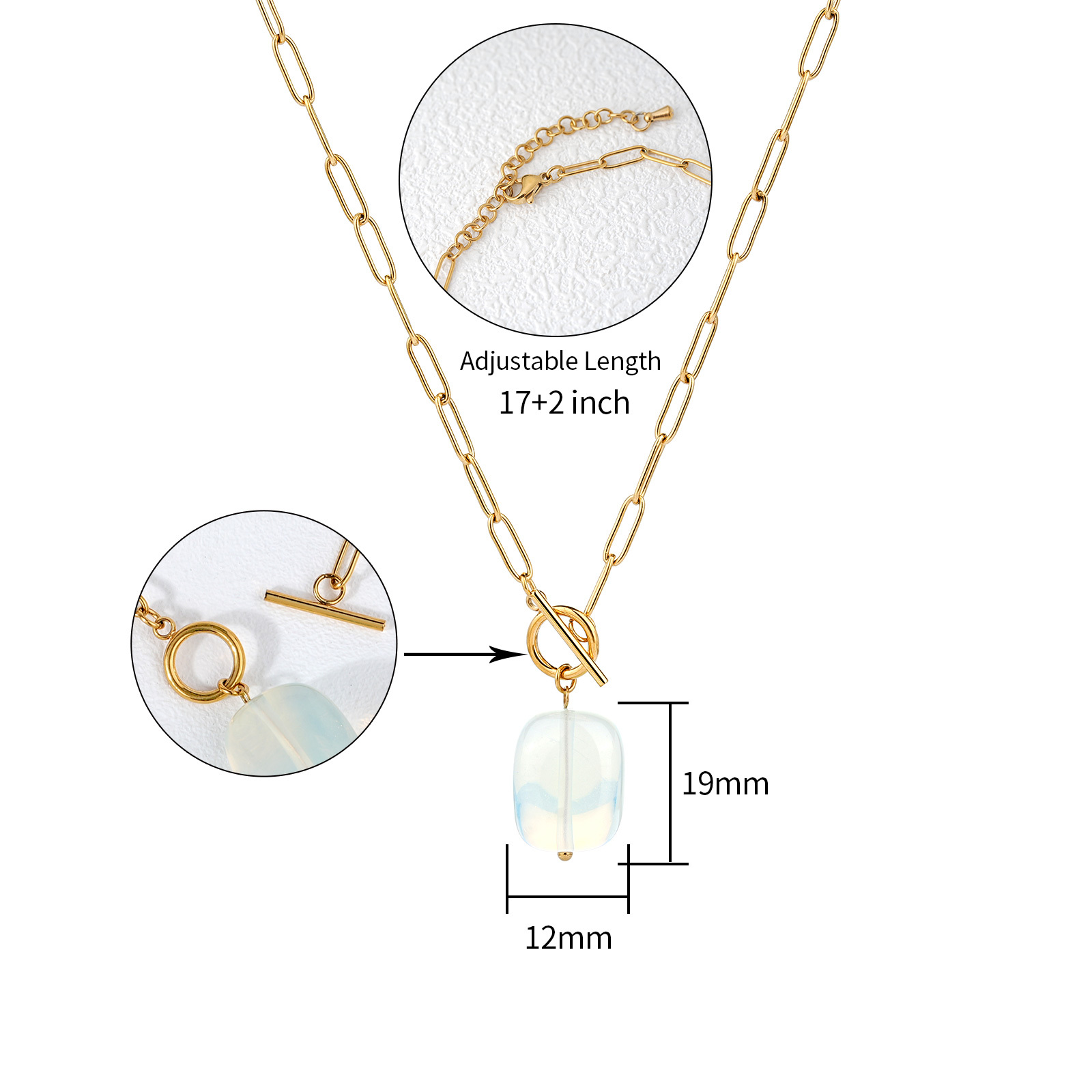 18k Gold Stainless Steel Natural Stone OT Chain Necklace Collection