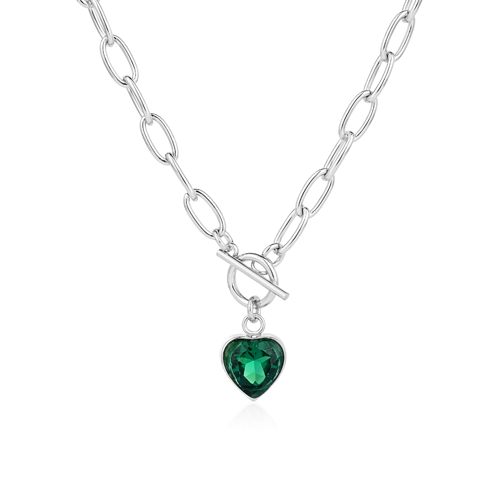 Heart Shape Cubic Zirconia Pendant with OT Buckle Necklace Collection