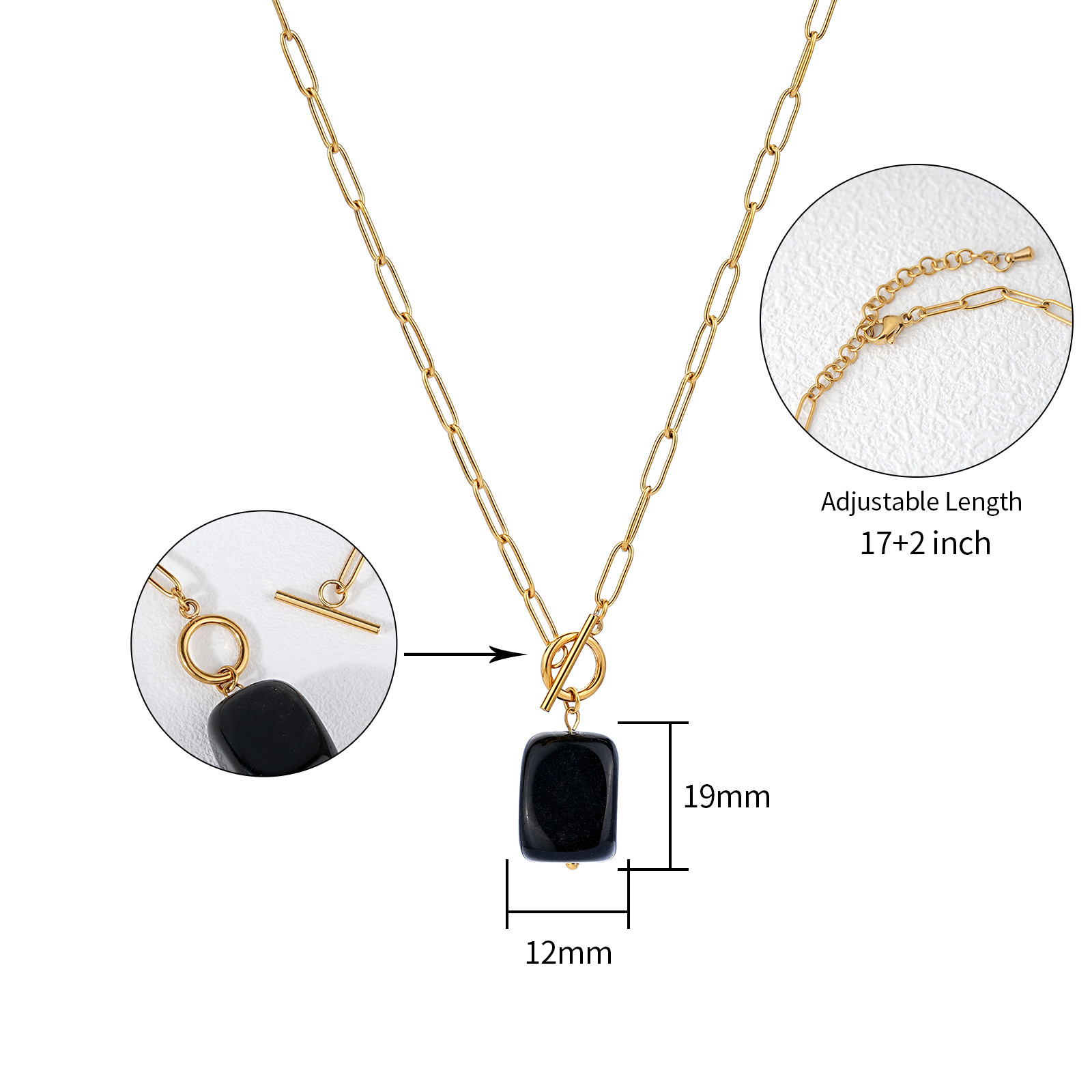 18k Gold Stainless Steel Natural Stone OT Chain Necklace Collection