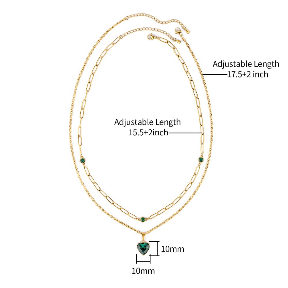 Double Layer Cubic Zirconia Pendant with OT Buckle Necklace Collection