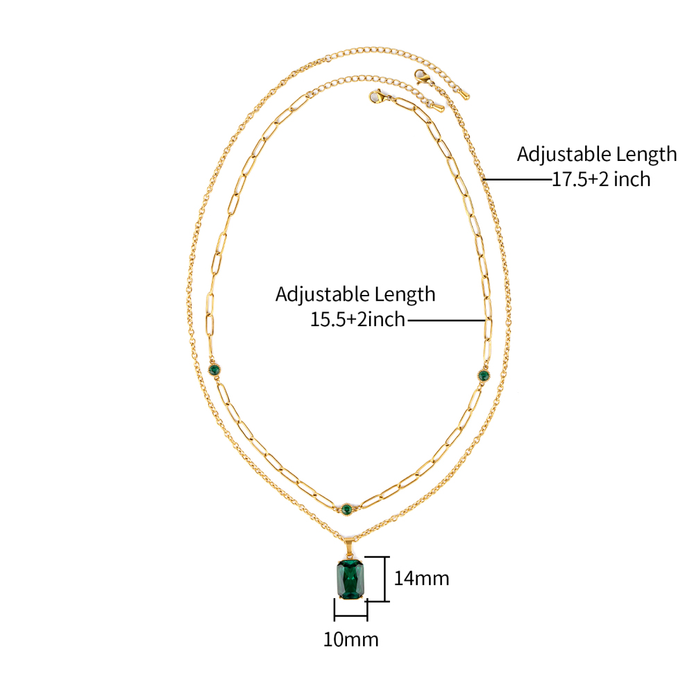 Double Layer Cubic Zirconia Pendant with OT Buckle Necklace Collection