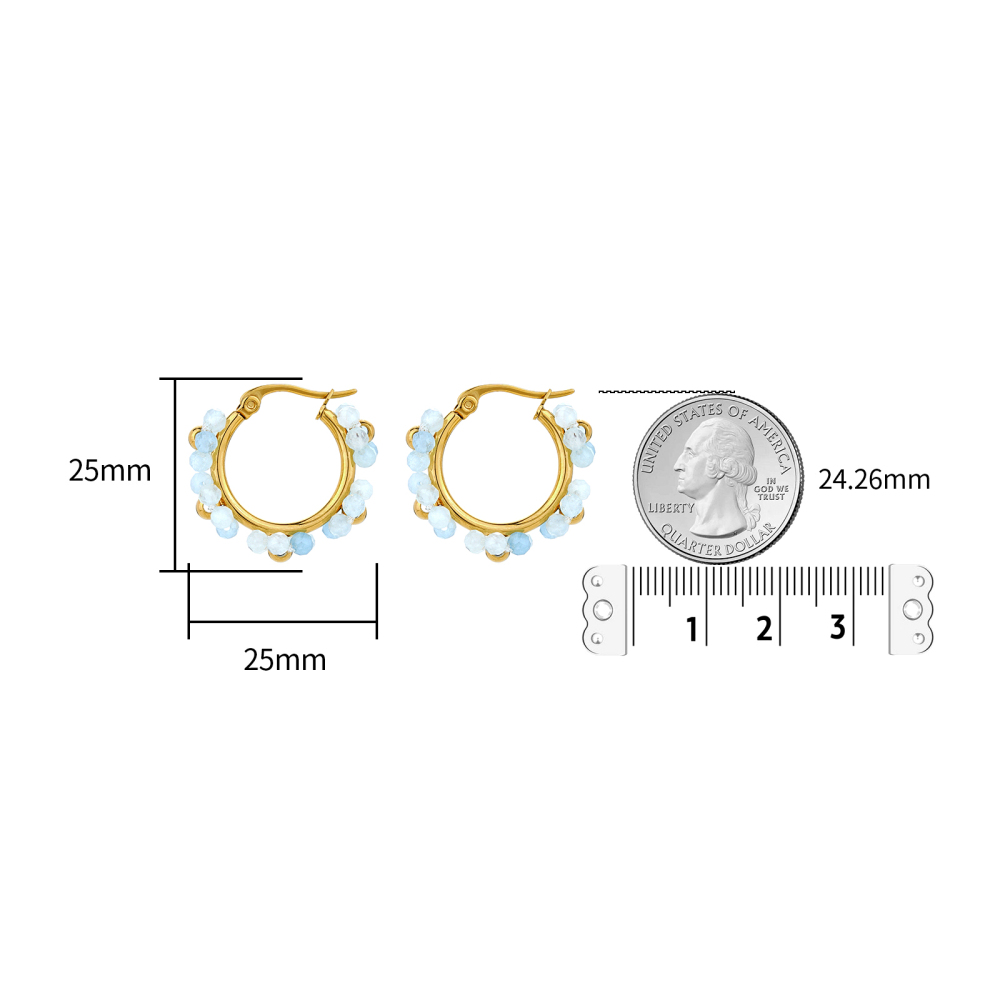 Boho Stainless Steel Flower Hoop Earrings 18K Gold Plated