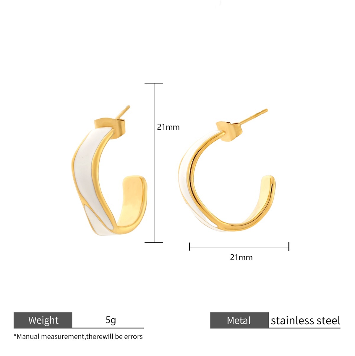 Stainless Steel Enamel Half Hoop Earrings in Multiple Color