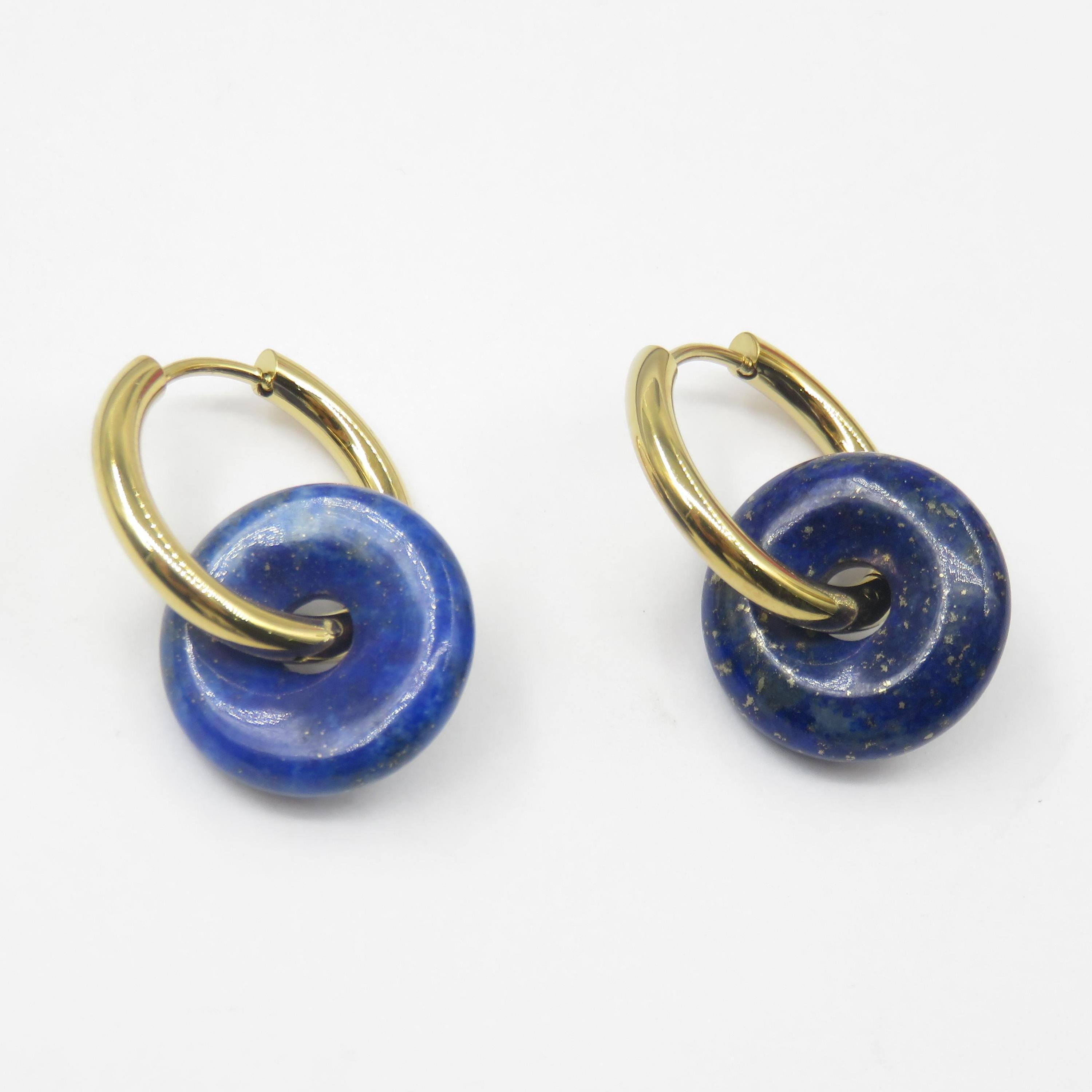 Minimalist Natural Stone Donut Hoop Earrings Collection