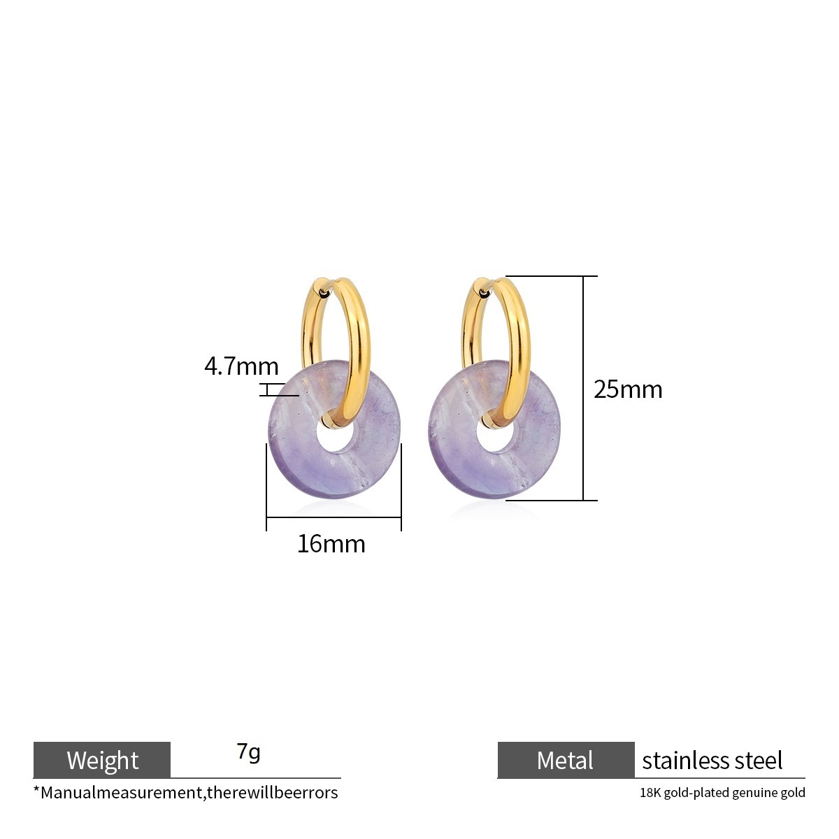 Minimalist Natural Stone Donut Hoop Earrings Collection