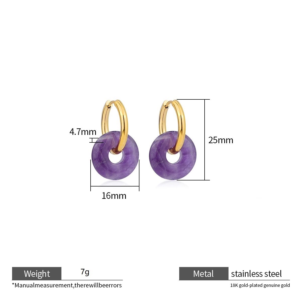 Minimalist Natural Stone Donut Hoop Earrings Collection