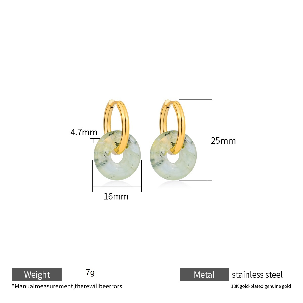 Minimalist Natural Stone Donut Hoop Earrings Collection