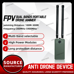 Dual band jamming FPV 300 meter range 2.4G 900MHz Drone FPV jammer