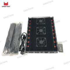 Cellphone 5G/4G/3G/2G WIFI GPS LOJACK LORA UHF VHF signal jammer with 16 Antennas adjustable 110W output power jamming up to 80m