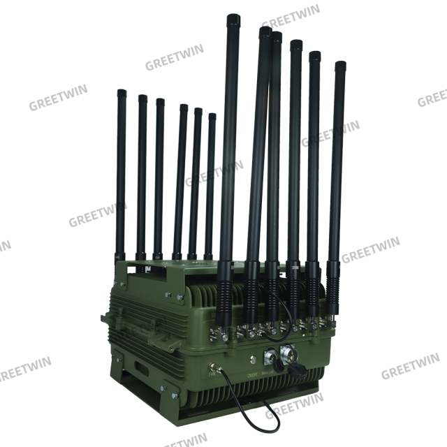 12 Band Vehicle FPV Signal Jammer High Power 590W Anti drone system 0.5-1KM Range UAV Jammer