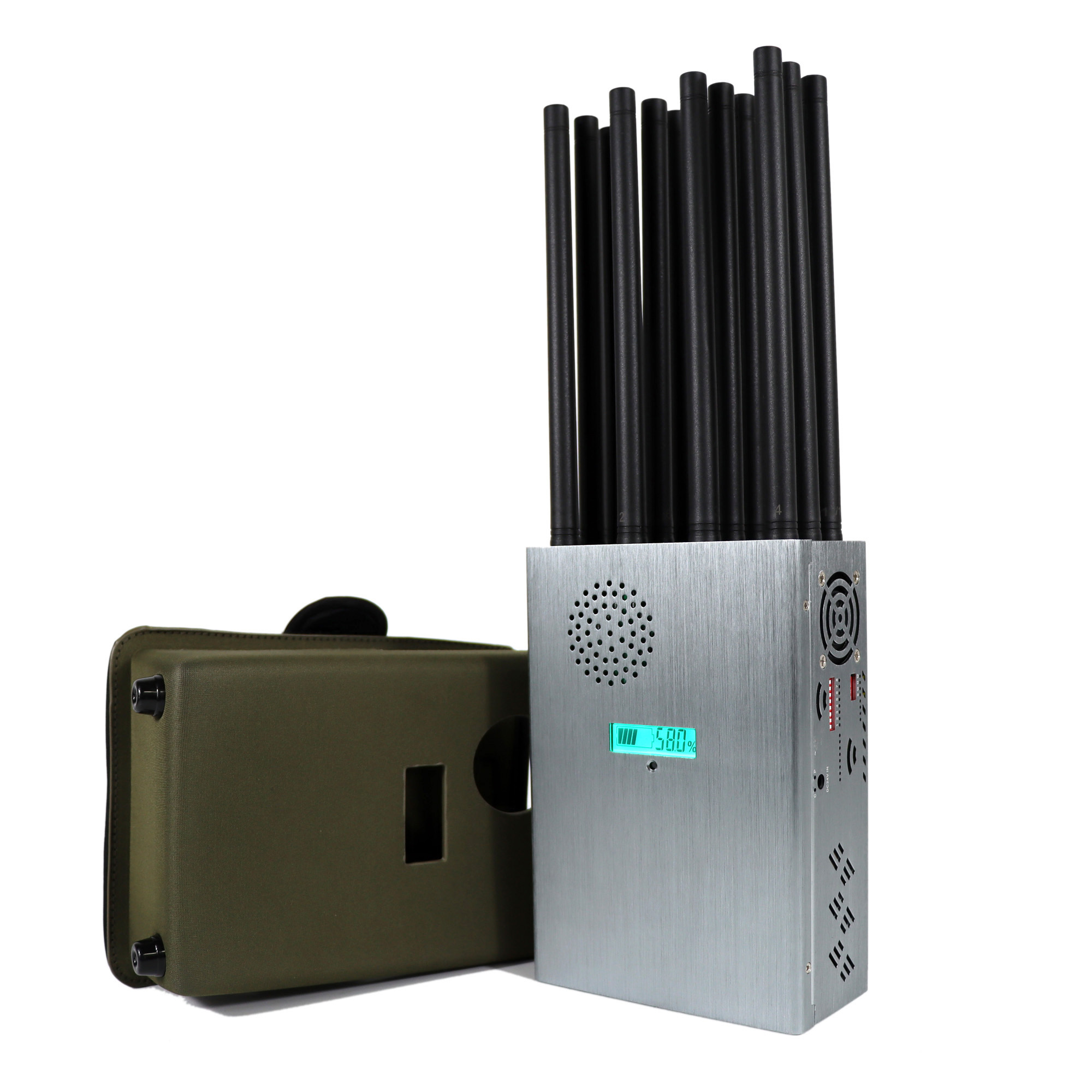 New High Power Handheld 12 Antennas Cellphone Signal Jammer Blocking 2G 3G 4G 5G Wi-Fi GPS UHF VHF Jamming up to 40m