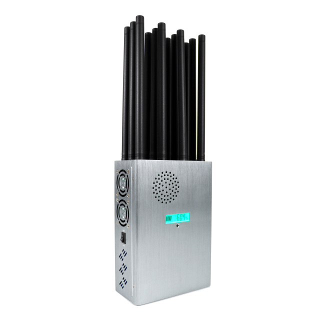 New High Power Handheld 12 Antennas Cellphone Signal Jammer Blocking 2G 3G 4G 5G Wi-Fi GPS UHF VHF Jamming up to 40m