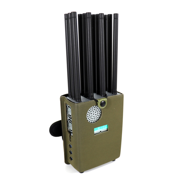 New High Power Handheld 12 Antennas Cellphone Signal Jammer Blocking 2G 3G 4G 5G Wi-Fi GPS UHF VHF Jamming up to 40m