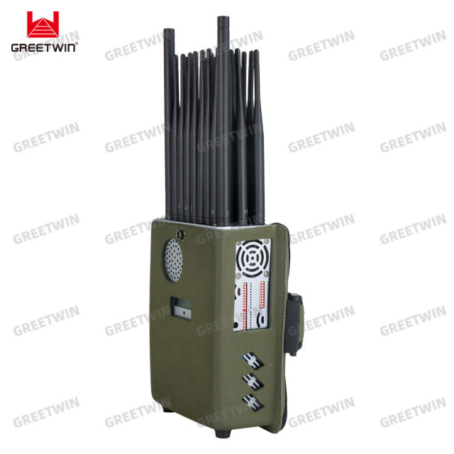 Handheld 28 Channels Jamming Range 2-25M GSM CDMA LTE 3G 4G 5G WIFI GPS Lojack VHF UHF Signal Jammer
