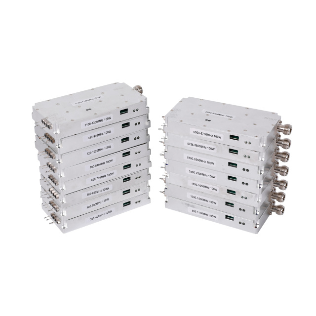 100W Wide Band 2100 - 2700MHz 1500-2100MHz 1100-1500MHz Lora RF Drone Jammer Module