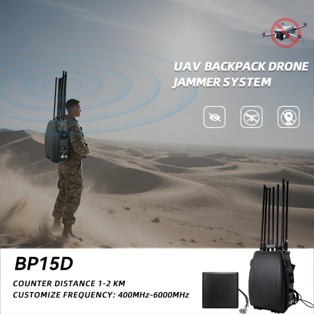 High power 300W backpack drone jammer 6 band 433 900 1.5G 2.4G 5.2G 5.8G anti drone system