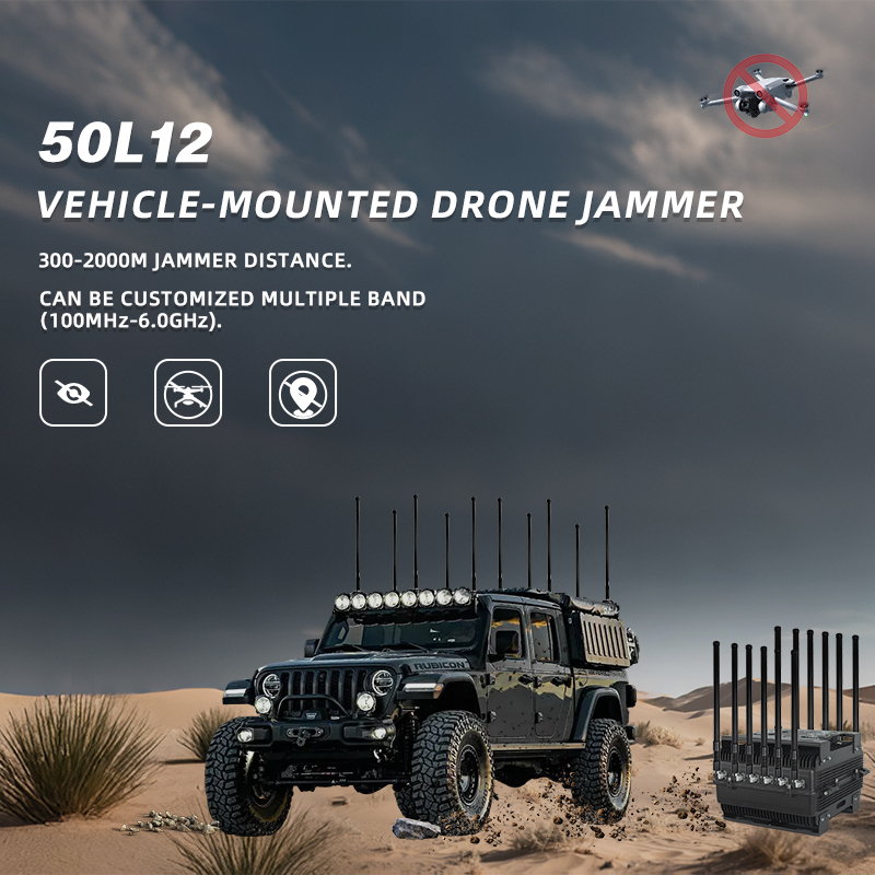 12 Band Vehicle FPV Signal Jammer High Power 590W Anti drone system 0.5-1KM Range UAV Jammer