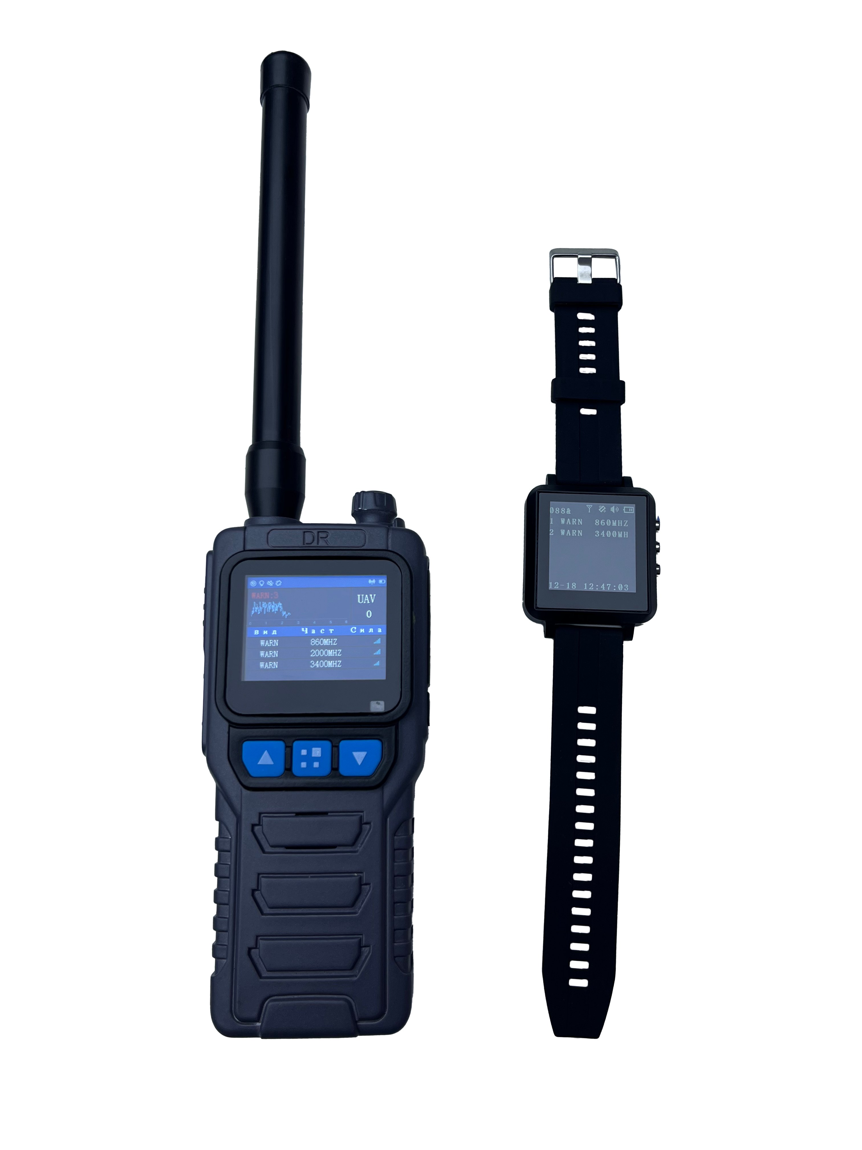 1-2 KM Range Portable 70MHz-6.2GHz Drone Detection and Wrist Watch Alert Coordination Device