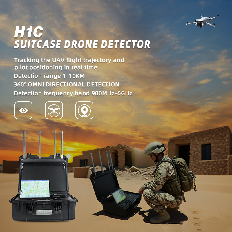 Portable 1-10KM omnidirectional Drone FPV Detection Alarm Security suitcase Uav Detector Suitcase Drone UAV detector System 360° Omnidirectional detection