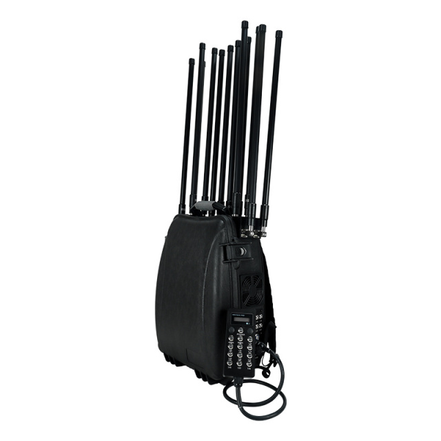 12 band 2 KM Drone Jammer Range High power 600W backpack Anti Drone 433 900 1.5G 2.4G 5.2G 5.8G FPV Jammer